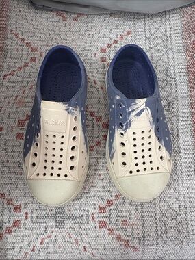 Native Kids Shoes — Blue, Purple and Beige Two-Tone Slip-Ons
